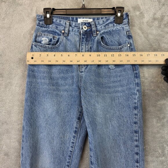 Cotton On Jeans Womens 4 Light Wash Mom High Rise Distressed Denim Tapered Leg - Picture 5 of 11